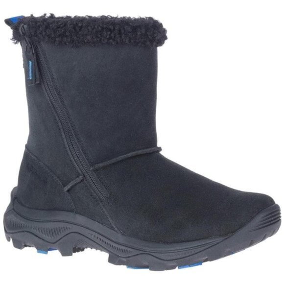 Merrell Icepack 2 Zip Polar Waterproof Snow Boot Black Suede Leather Size 9 - Picture 1 of 13